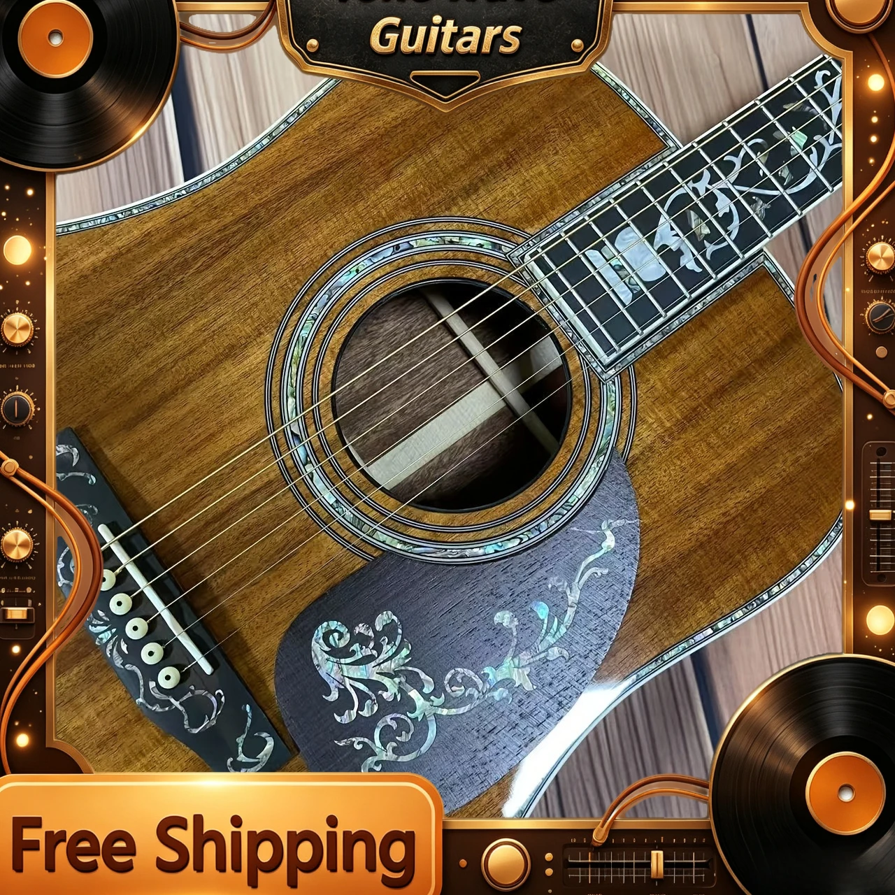 Hot D45 KOA Wood Round Cornered Vase Light Luxury Musical Instrument Home-schooling Full Inlay Process Professional Performance