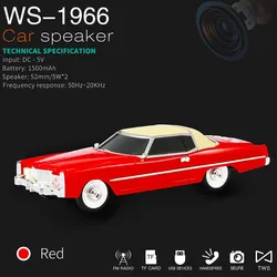 WS-1966 Wireless Bluetooth Speaker Cadillac Car Model Soundbox Multifunctional Subwoofer Support TF Card USB AUX TWS Playback