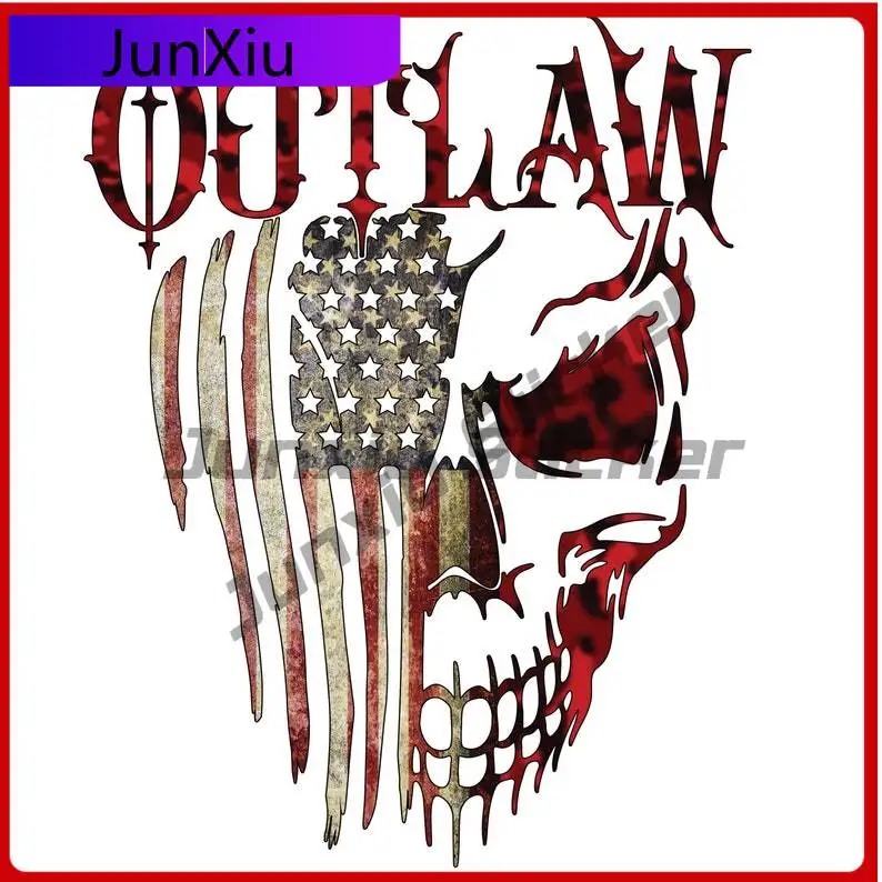 

Usa Outlaw Skull Flag Blood Camo Distressed Decal Sticker Vinyl Graphic American Skeleton Decals Waterproof Scratch-proof Exter