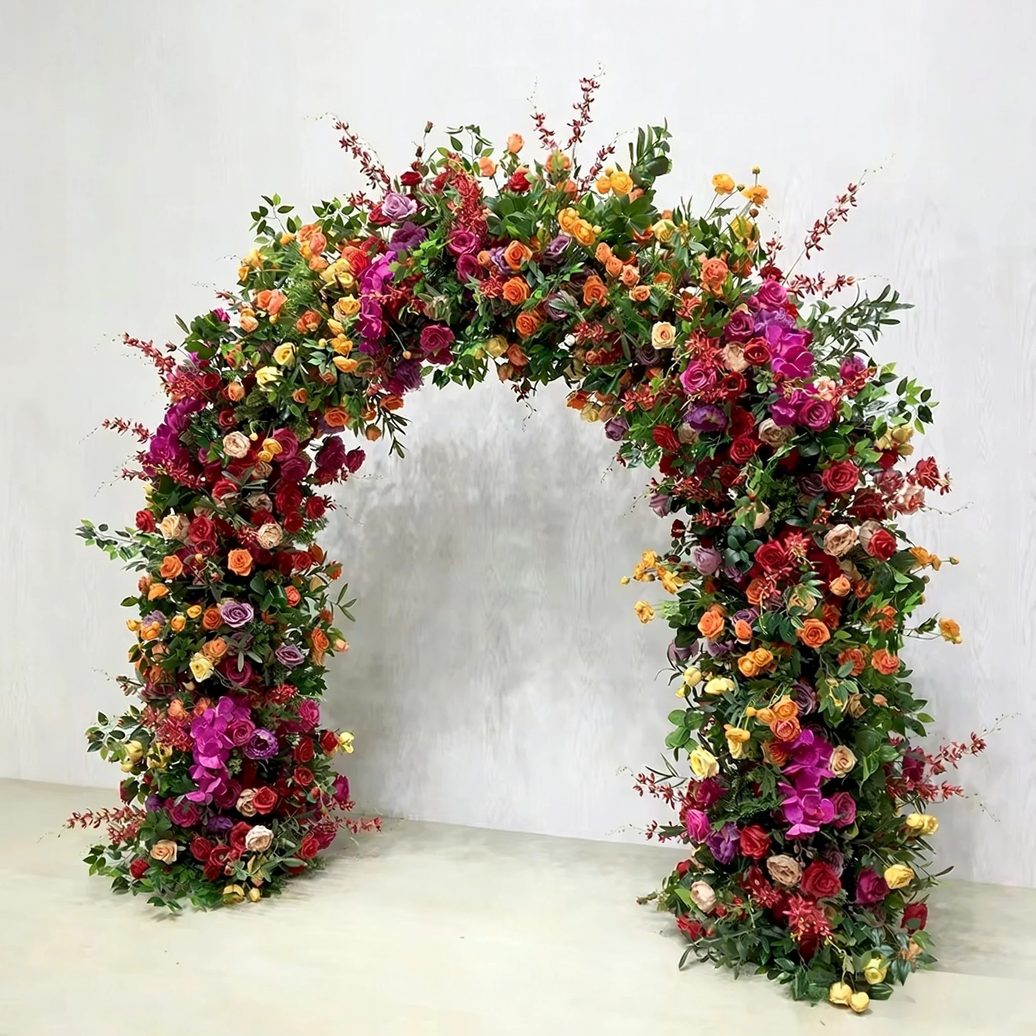 

Pink Rose And Peony Silk Background Wall Artificial Flower Arch Wedding Flower Touchy Romantic Arch For Wedding Decor