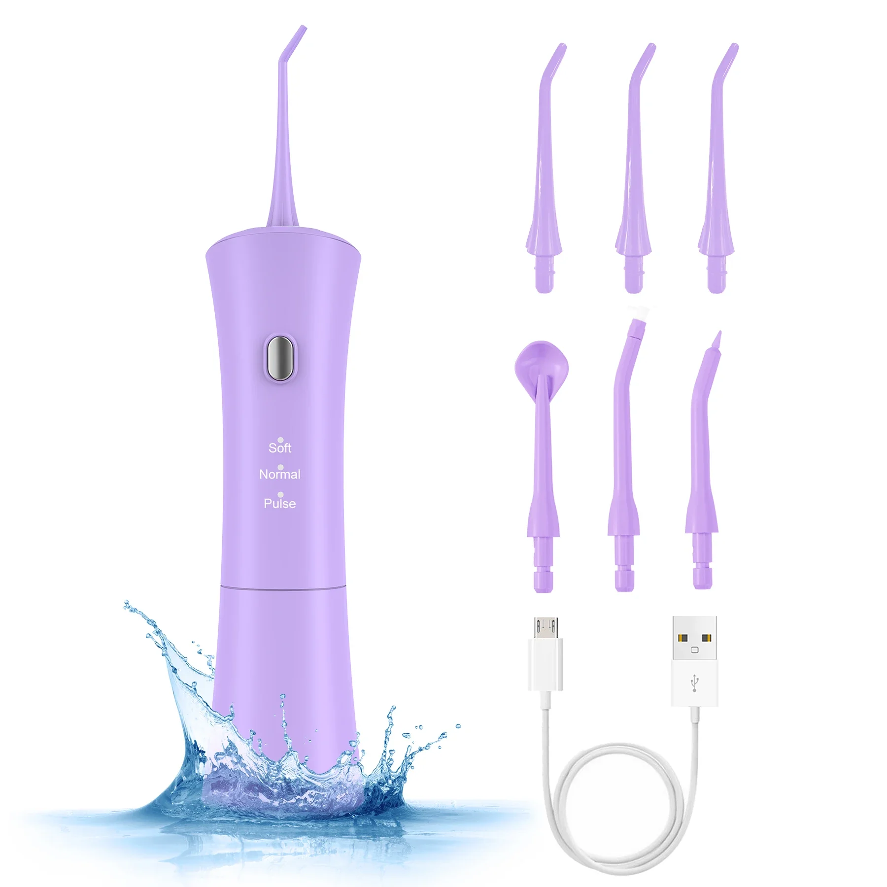 

Oral Irrigator Portable Dental Water Flosser USB Rechargeable Water Jet Floss Tooth Pick 6 Jet Tip 3 Modes Teeth Cleaner