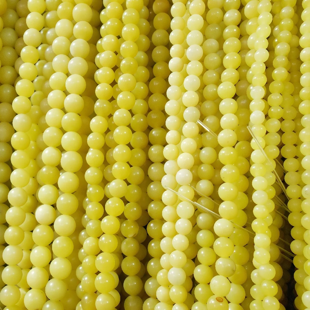 

Natural Stone Lemon Jade 4 6 8 10 12mm Yellow Round Gemstone Beads for Needlework Jewelry Making Bracelets Accessories DIY 15''