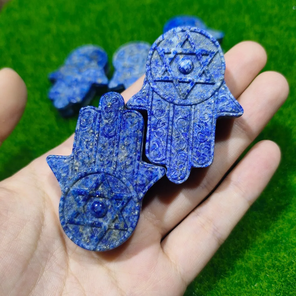 Natural Lapis Lazuli Hand Carved Hand of Fatima Home Decor Suitable Gifts for Friends and Family During The Holidays