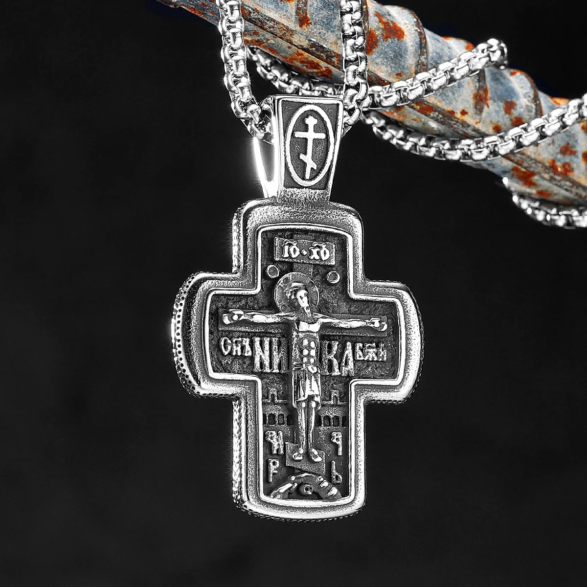 Collier avec pendentif religieux, croix de jésus, en acier inoxydable, chaîne Punk gothique, bijoux tendance, cadeau créatif, vente en gros
