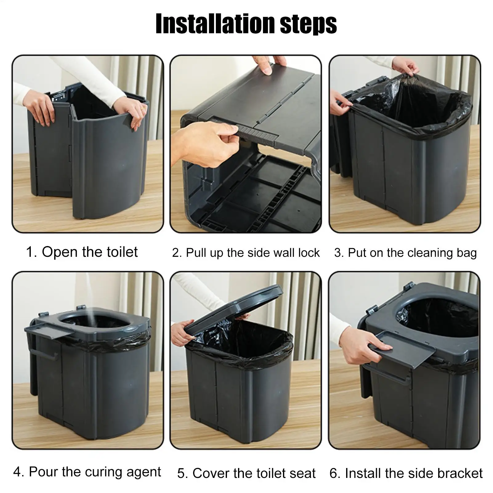 Portable Toilet For Camping Ergonomic Handle Outdoor Toilet Heavy Duty Compact Training Seat For Kids Adults Car Rv Beach Hiking