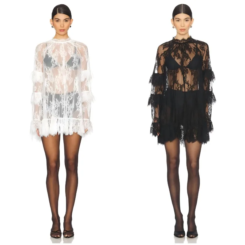 Abito sexy in pizzo trasparente Royal Sister Copricostume trasparente per ragazza calda primavera estate