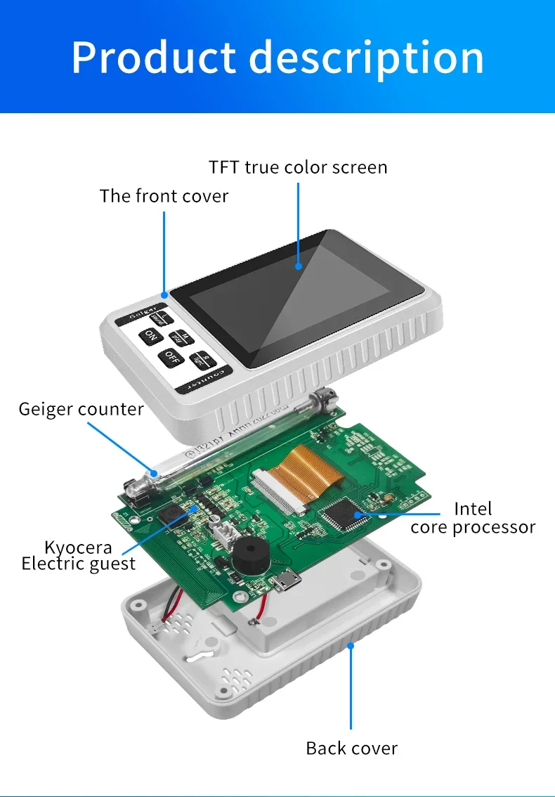 XR1 BR-9B Nuclear Radiation Detector Color Display Screen Geiger Counter Personal Dosimeter Marble Detectors Beta Gamma X-ray