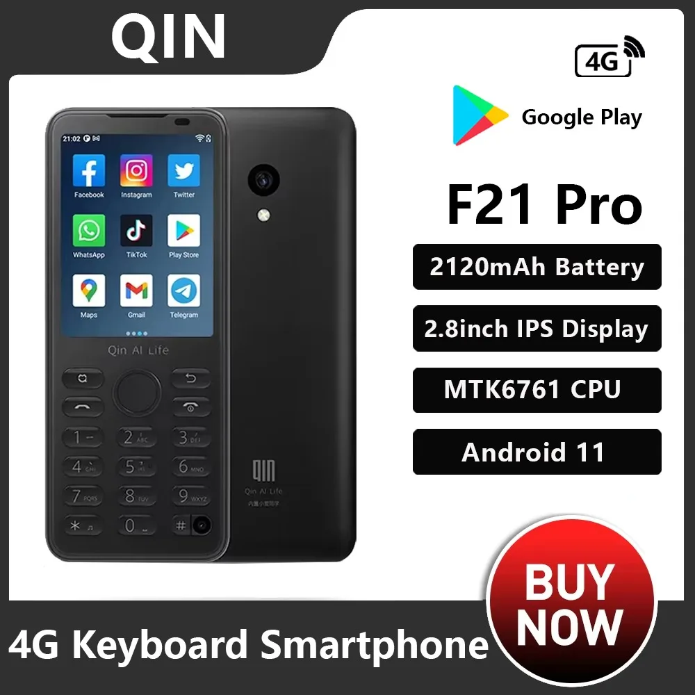 Qin F21 Pro 4G Smart Touch Screen Phone Android11 3GB+32GB BT5.0 2120mAh Battery 5MP Support Google Global Version-Mobile Phone