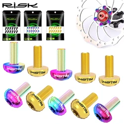 RISK 12pcs M5X10mm Bicycle Disc Brake Rotor Bolt Road MTB Bike T25 TC4 Titanium Torx Rotor Fixing Brake Screw Ultralight Bolts