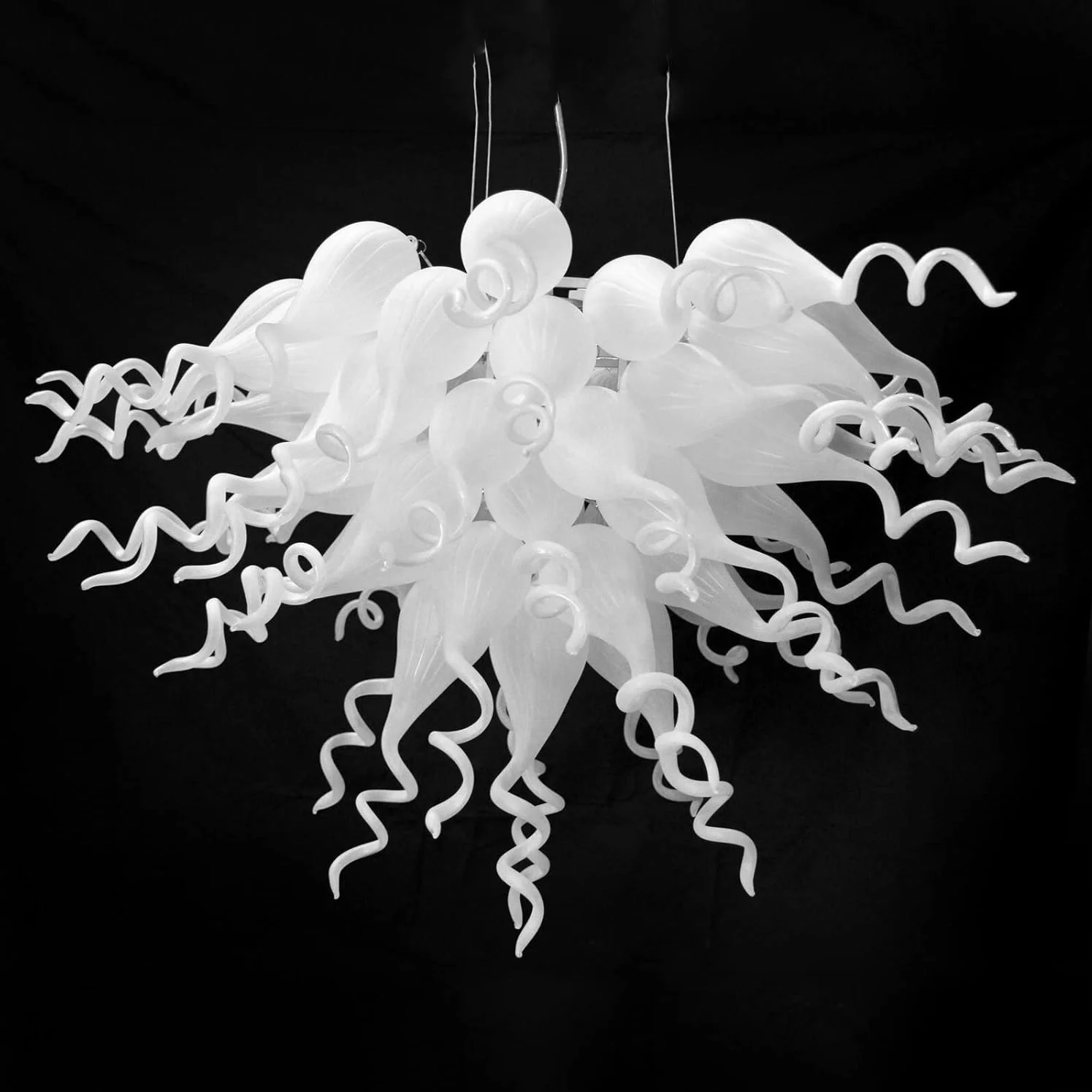 

LONGREE Glass Art Deco Chandelier, Hand Blown DIY Lamp Decoration Hanging Pendant Light for Bedroom Dining Room Living Room