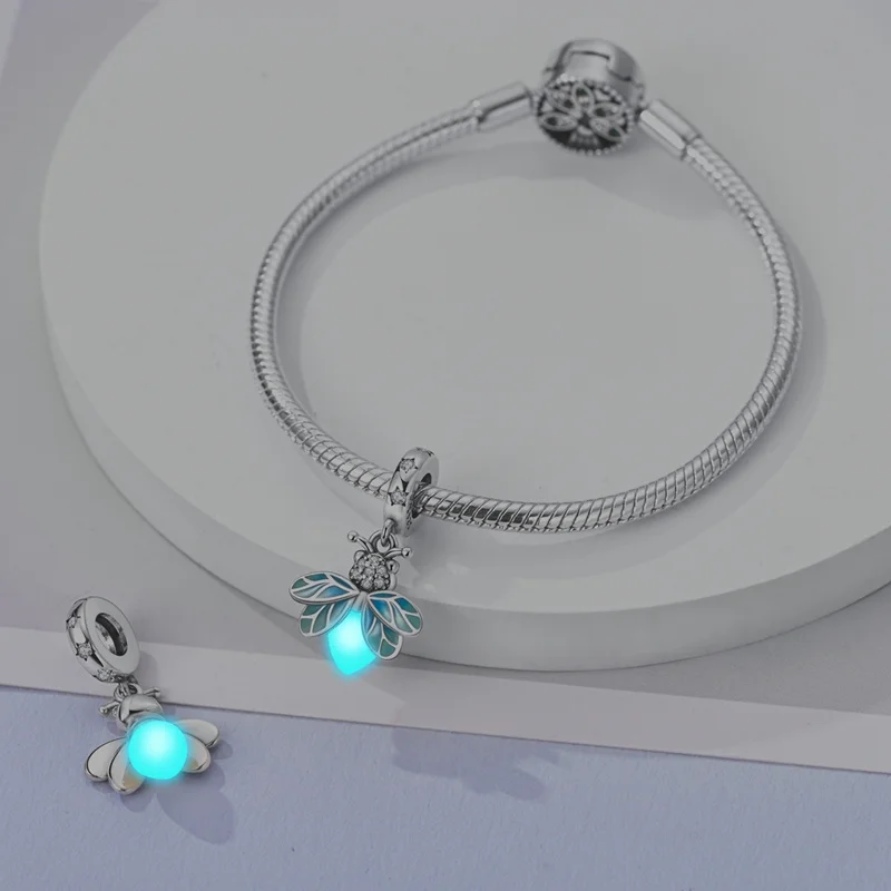 925 Sterling Silver Green Four-Leaf Clover Beaded Pendant, Compatible with Original Bracelet, DIY Jewelry Gift for Women - view 3