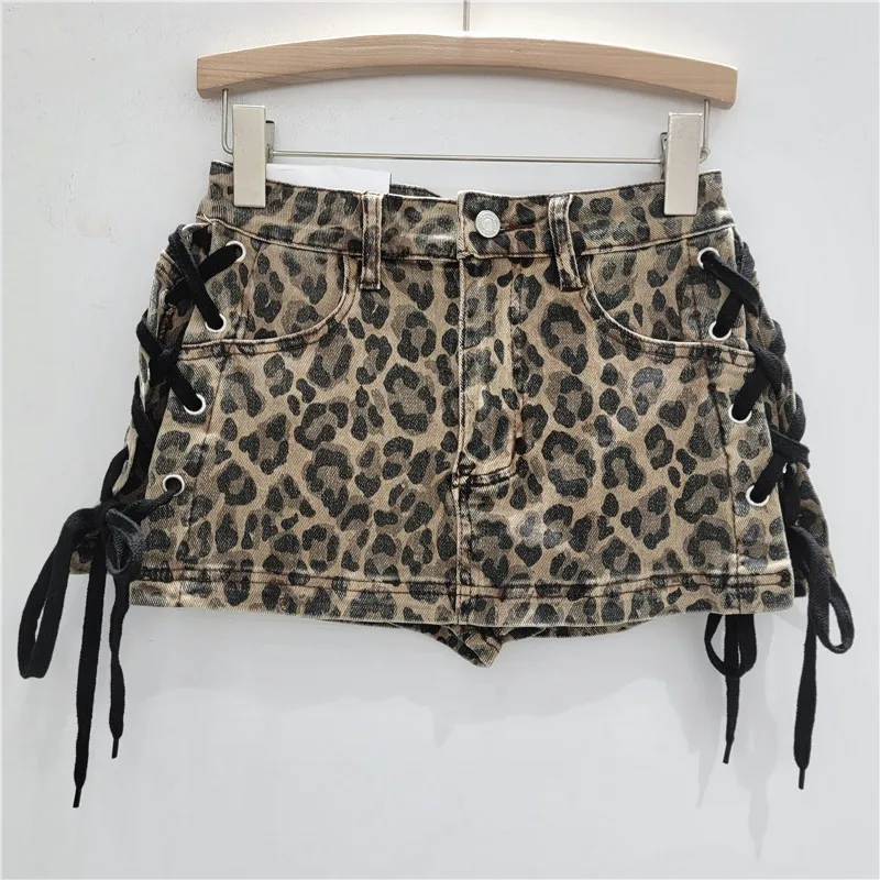 American Spice Girl Camouflage Low Waist A Word Short Skirt Women's Versatile Skinny Buttocks Short Skirt 2025 Summer New