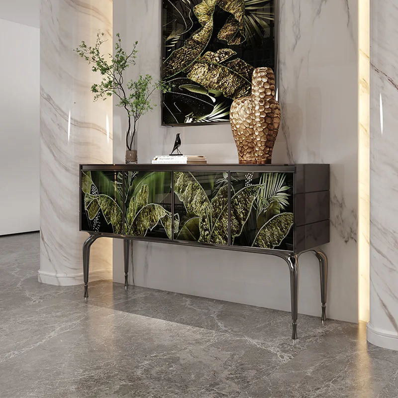 French light luxury dining side cabinet, living room wall decoration storage, high-grade sensitive crystal porcelain
