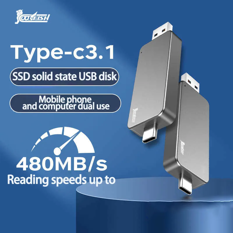 CoolFish USB 3.1 Type C 3.1Pen Drive 64GB To 4TB High Speed Transfer Metal SSD Pendrive Portable Flash Drive Memora Use Stick