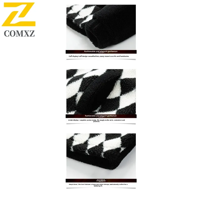 سترة COMXZ للرجال من الصوف ماركة كورية عصرية خفيفة الوزن فضفاضة لرحلة الثلج سترة شتوية للمشي اليومي معطف ببطانة عالية الجودة