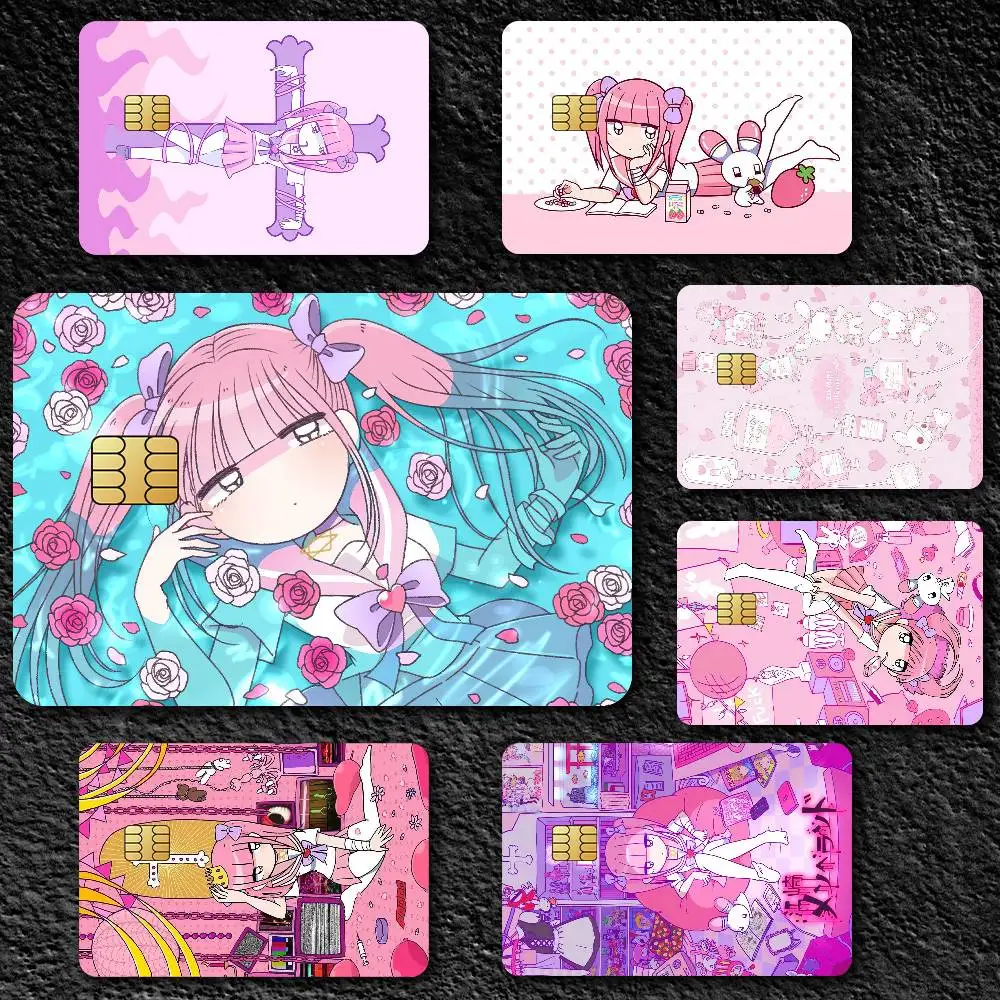 Cute M-Menhera Chan Credit Card Skin Stickers for Bank Card Bus Metro Card Sticker Waterproof Gift