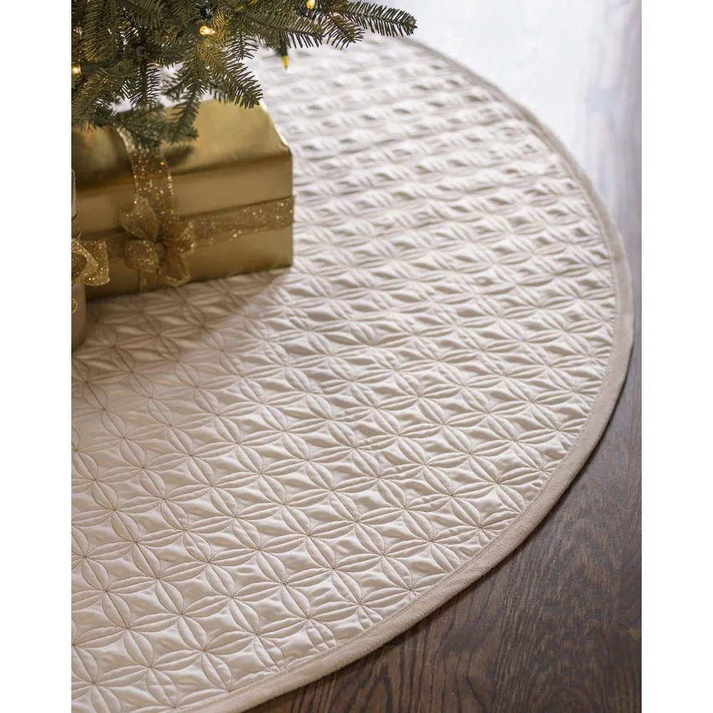 

Lancaster Wedding Ring Quilted Tree Skirt, 72 inches, Ivory White