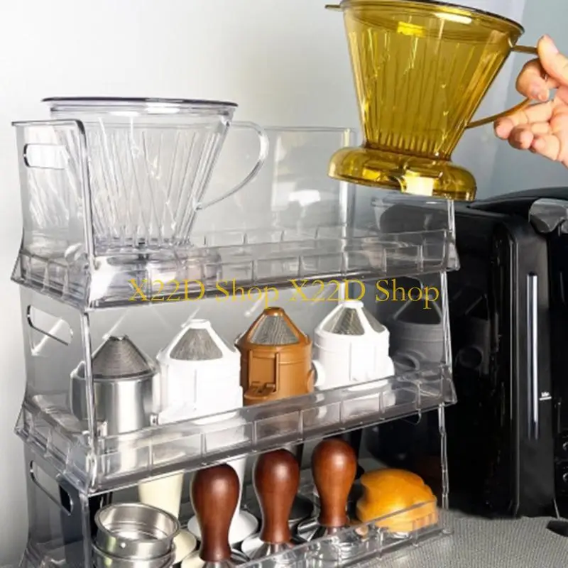 X22D Modern Coffee Pods Storage Shelf Transparent Space Efficient Stackable Stand