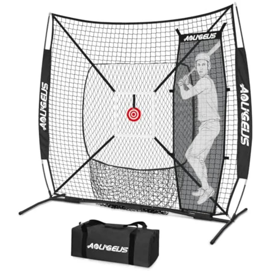 

6'X6' Baseball Softball Practice NetPitching Net Batting Net with Dummy Batter Bonus Strike Zone Target and Bow Frame for Hitti