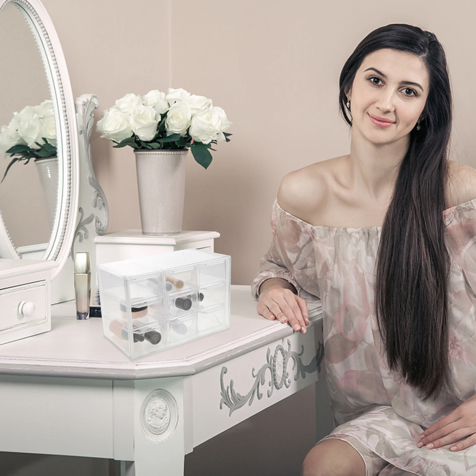 Dust-Proof Storage Box Multi-Grid Drawer Organizer For Jewelry Cosmetics Sundries Desktop Stationery Container Household