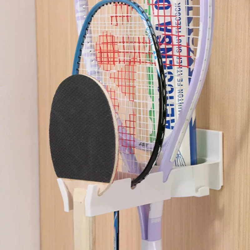 الحائط مضرب بدمنتون حامل لكمة الحرة مع الكرة شماعات 3-فتحات تخزين الرف للتنس Pickleball بينغ بونغ مجداف #4