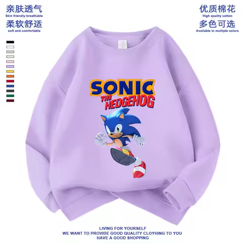 Sonic The Hedgehog Kids Hoodie Anime Printed Tops Casual Sports Clothes Long Sleeves Clothes Spring Summer Children Clothing