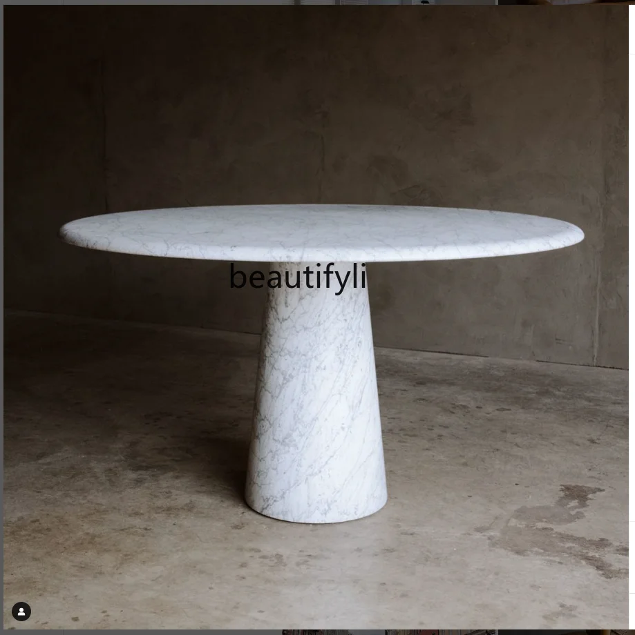 

Natural Marble round Dining Table Modern Minimalist Italian Light Luxury French Round Table