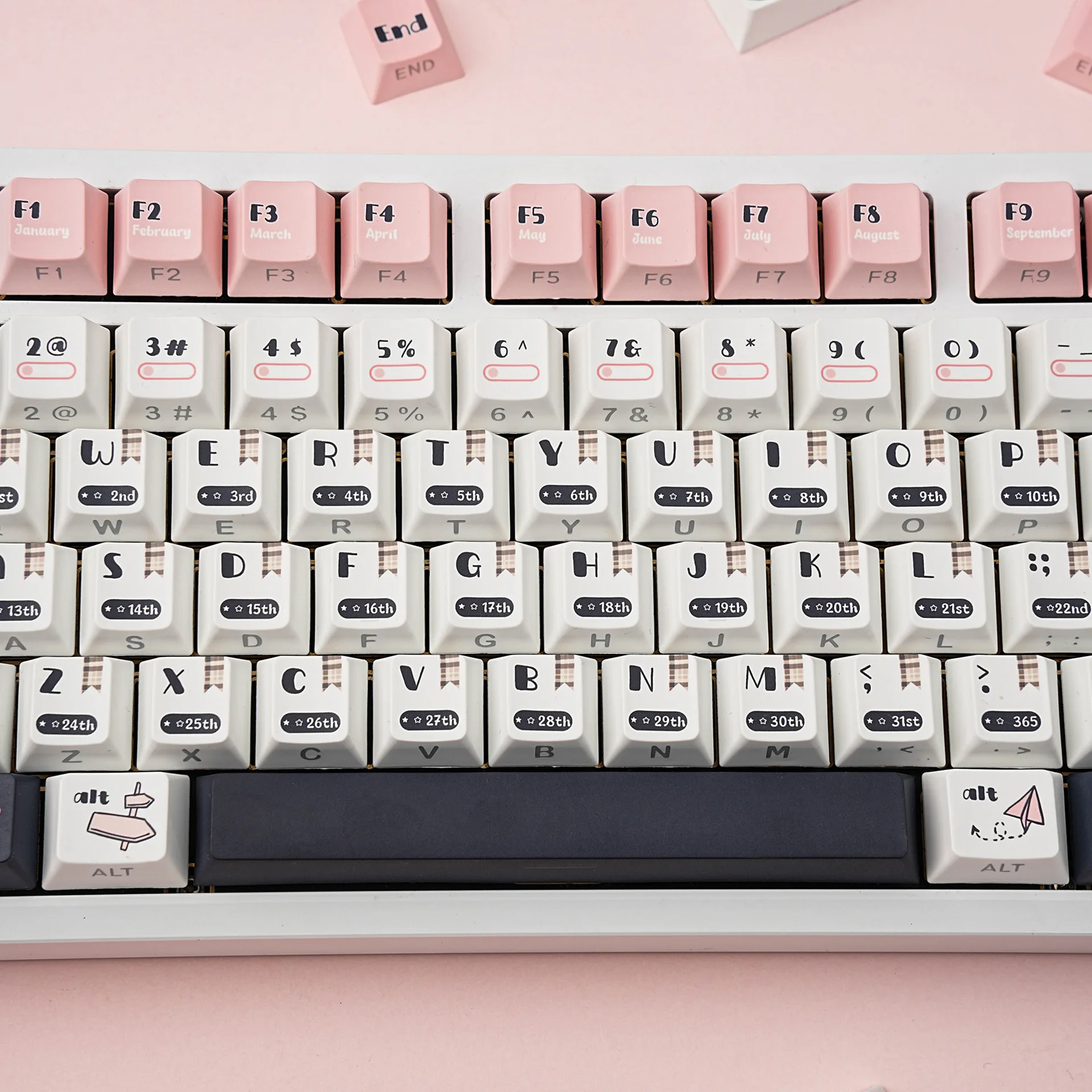 Keycap Scene Calendar Double Engraving Transparent Pbt Original Keycap Korean Russian Thai European Small Language