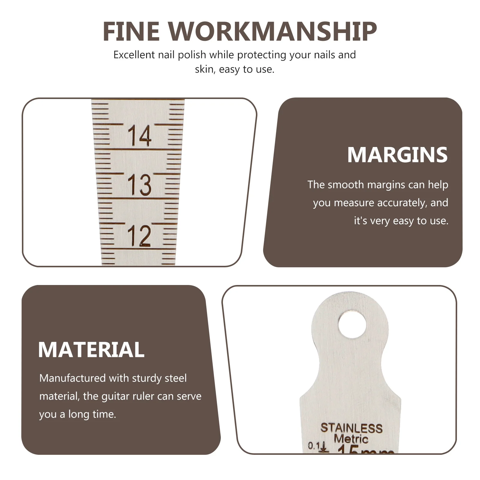 

Portable Guitar Measuring Ruler Easy to Store Steel Construction for Vertical and Level Distance Detection Ideal Guitar Repair