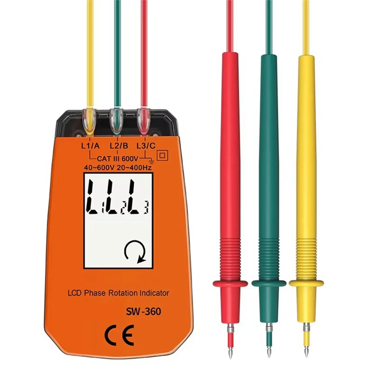 

SW360 Phase Sequence Tester, 3-Phase AC Rotation Meter, Voltage/Current Detector, Phase Rotation Indicator for Electri