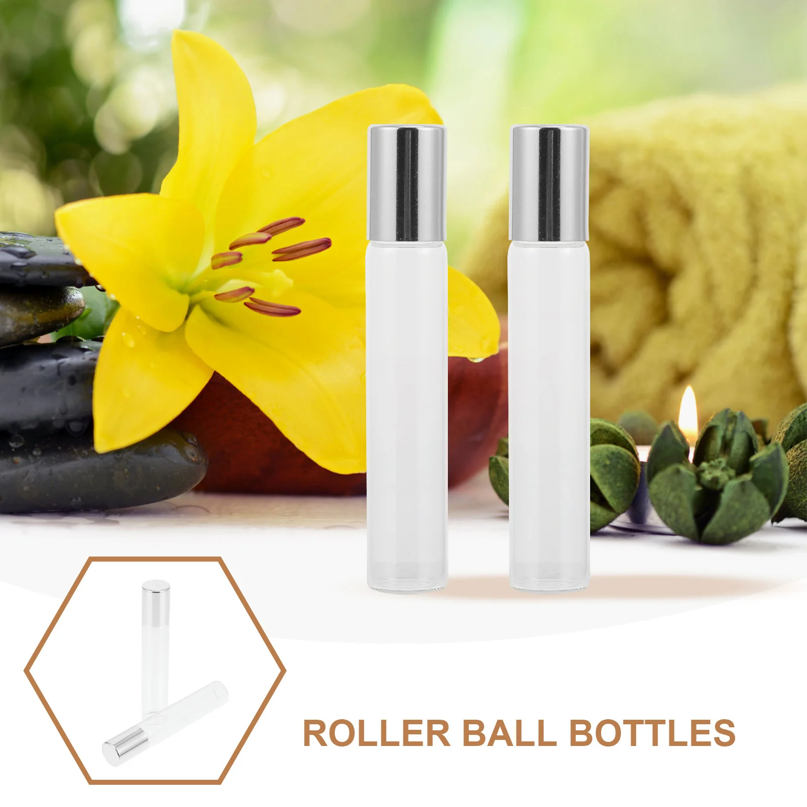 

20Pcs Essential Oil Bottle Glass Roller Containers Portable Leak-Proof Reusable for Perfume Massage Oil Travel Sub Package