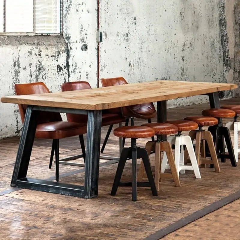 American country wrought iron creative old casual table industrial style retro dining table solid wood meeting