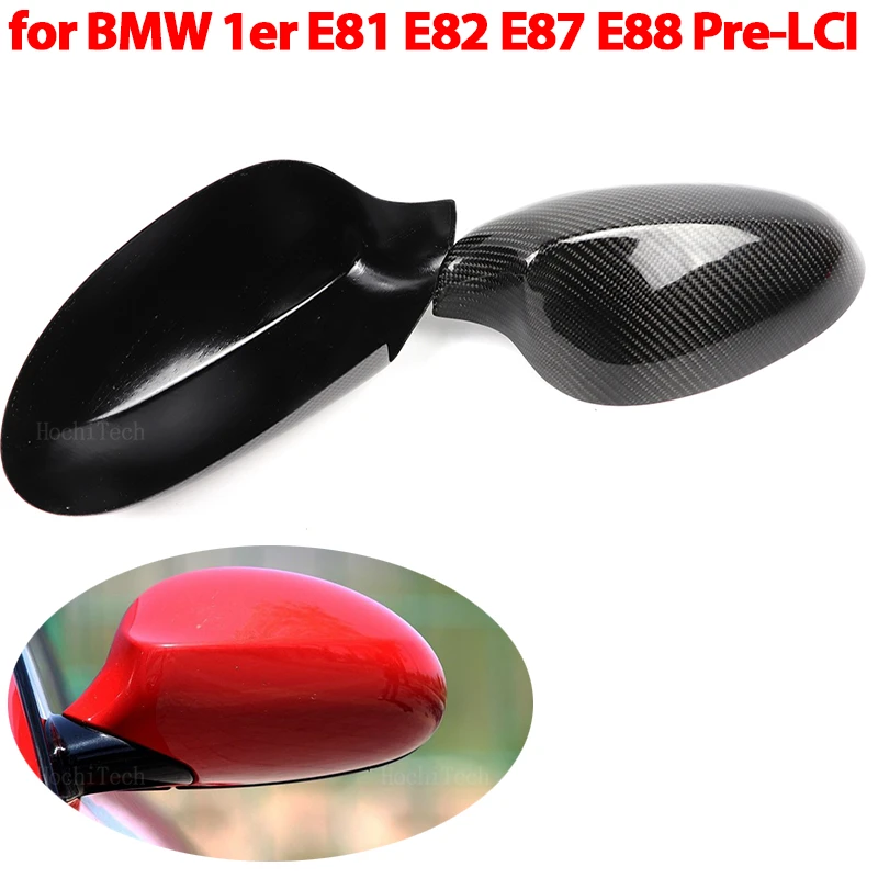 

eal Carbon Fiber Rearview Mirror Cap Wing Side Mirror Cover Sticker For BMW 1 Series E81 E82 E87 E88 Pre-LCI Auto Exterior