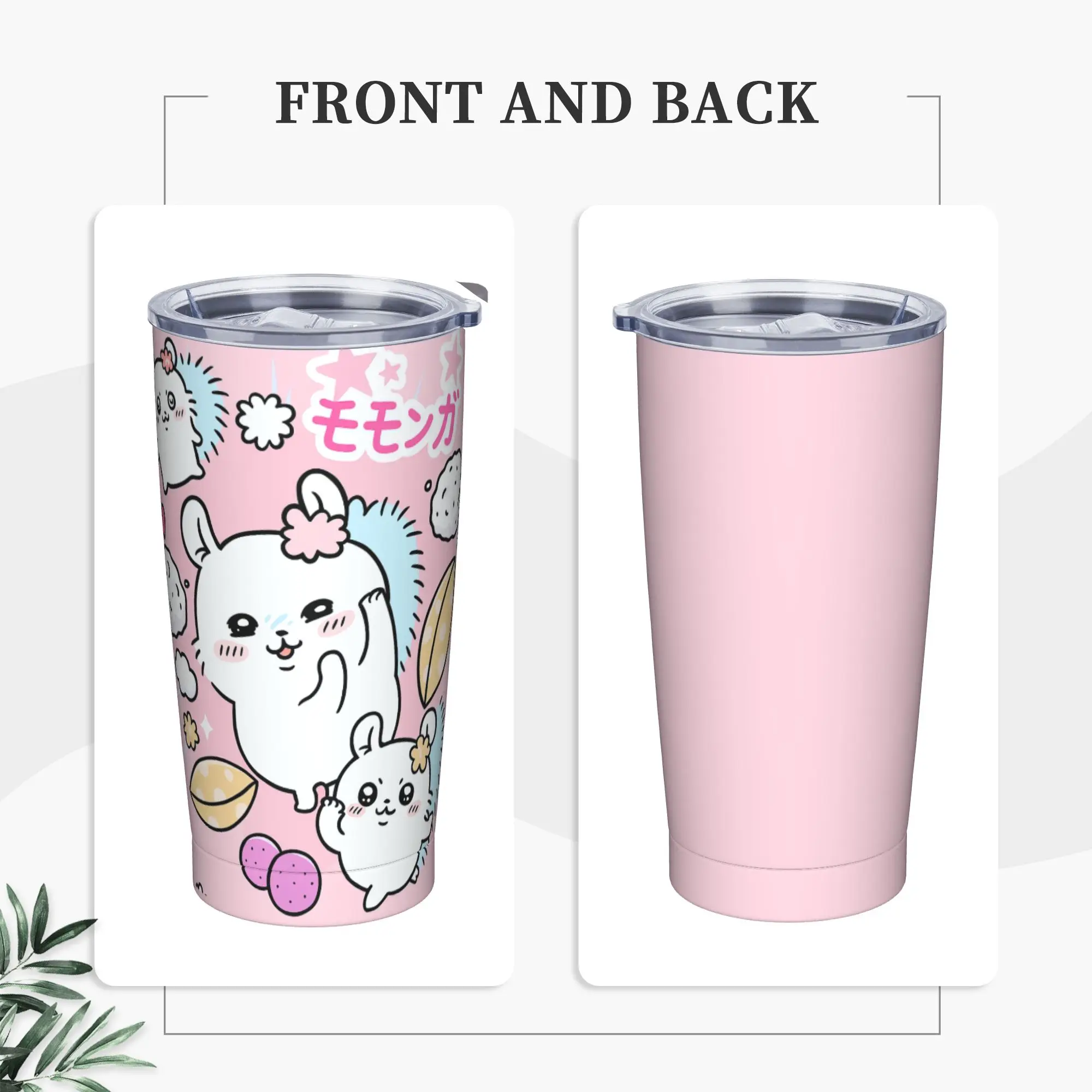 

Стакан из нержавеющей стали Chiikawa, автомобильные кружки с соломинкой, пляжная бутылка для горячих напитков, бутылка для воды, сохраняющая тепло, большая вместительная кофейная кружка