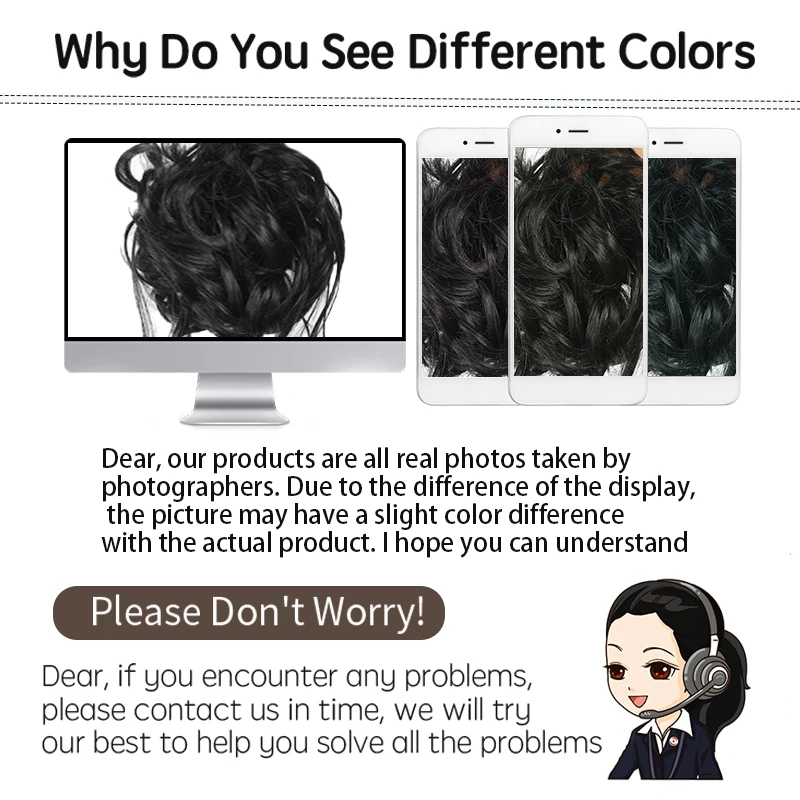 합성 헤어 번 보우 헤어 액세서리 엉킨 웨이브 가발 엘라스틱 헤어 타이 여성용 가발 모든 행사에 적합