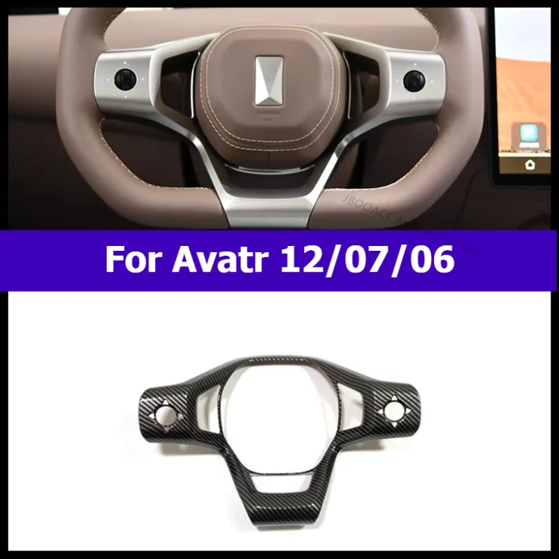 ‌For Avatr 12 07 06 Car Steering Wheel Button Panel Sticker ABS Carbon Fiber Look Steering Wheel Trim Cover Decor Frame Interior