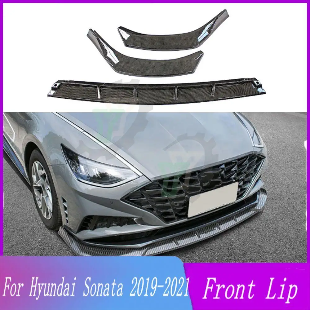 

3PCS Car Front Bumper Lip Spoiler Splitter Diffuser Detachable Body Kit Cover Guard For Hyundai 10th Sonata 2019 2020 2021