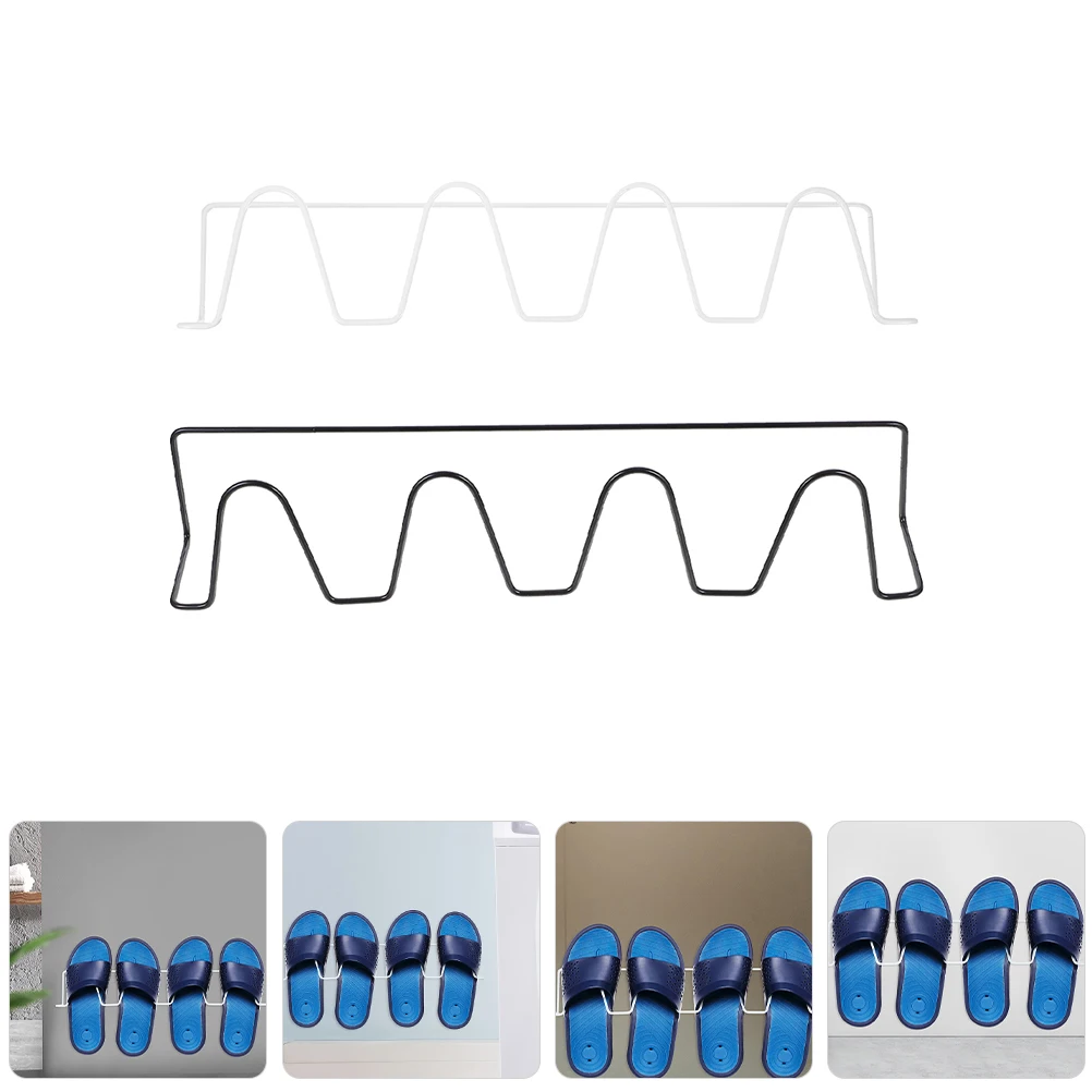 

2pcs Mounted Shoe Rack Non-Punching Slipper Holder Bathroom Organizer Wall Shelf Wall Slipper Rack Household Storage