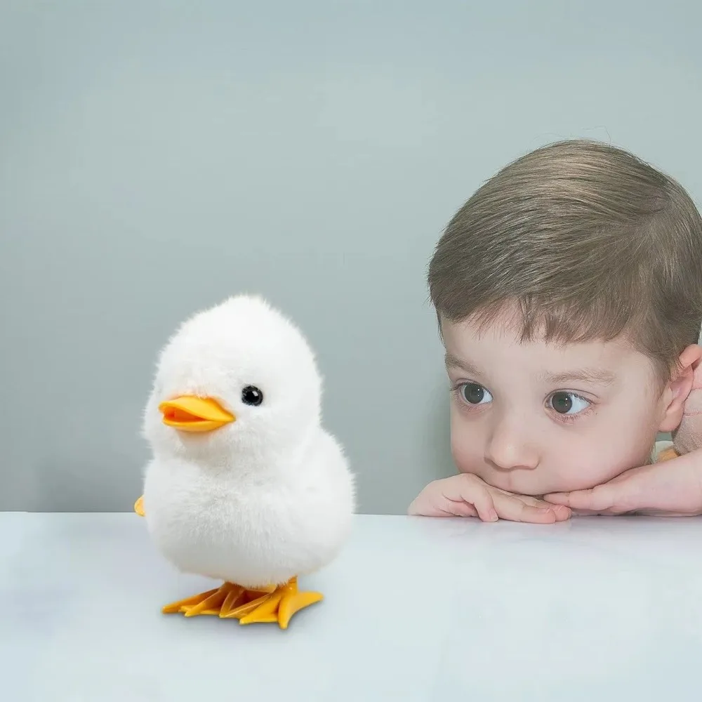 Jumping Chicken Duck Yellow Jumping Chicken Clockwork Toy Plush Cartoon Interactive Toy Walking Hopping Simulation Kids Toy