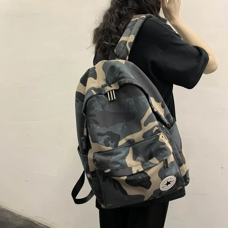 Zaino mimetico zaino da studente alla moda maschile alla moda multi-nylon borsa da scuola per campus di coppia maschile e femminile di grande capacità