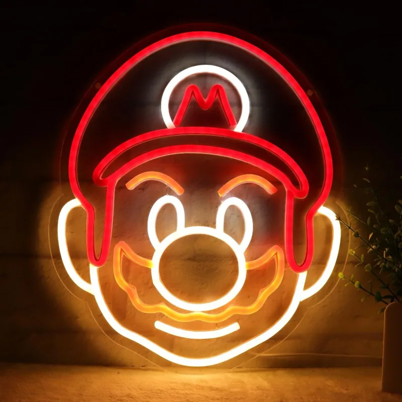 Super Mario Bros USB LED Neon Lights Sign per Wall Art Decor Gaming Bar Camera da letto Decorazione di nozze Insegna al neon appesa Regali per feste