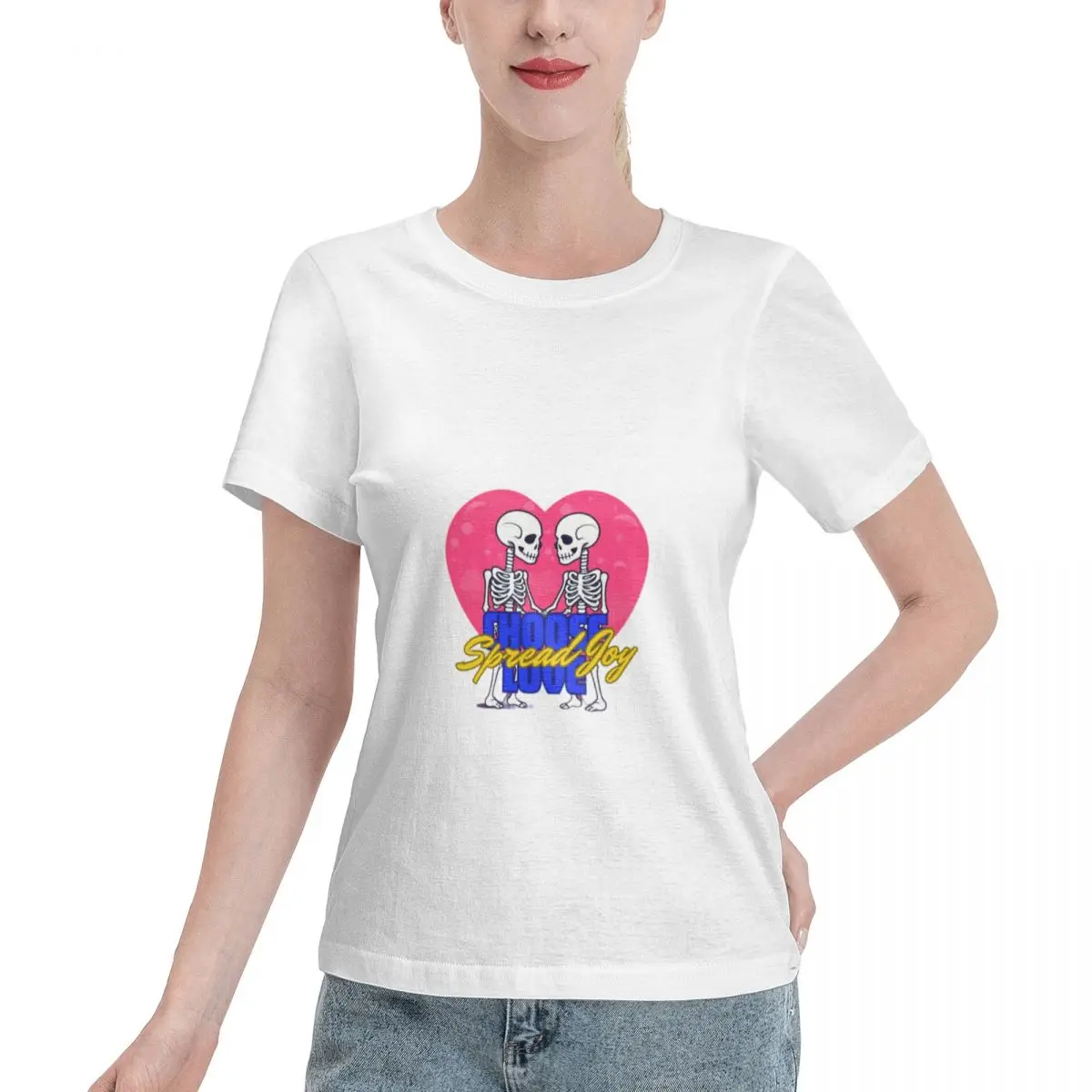 Camiseta para mujer Everyday Essential Choose Love Spread Joy, Top sencillo y elegante de moda coreana
