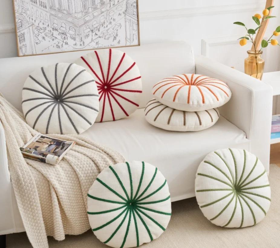 Nordic Pumpkin Round Cushion Cushion Waist Pillow Living Room Decoration Cushion Sofa Homestay Throw Pillows