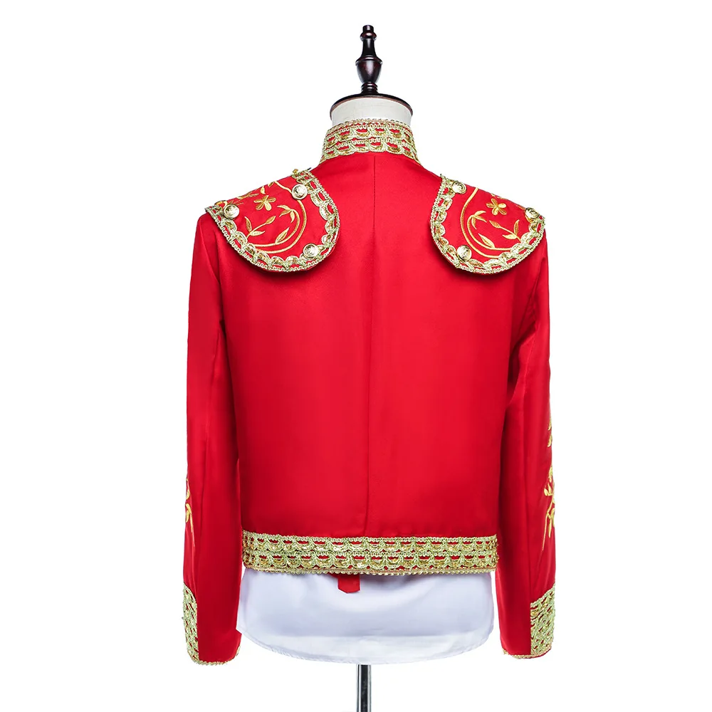 Men Spanish Matador Spain Bullfighter Cosplay Medieval Luxury Noble Prince Costume Halloween Royal Military Uniform Jacket Suit