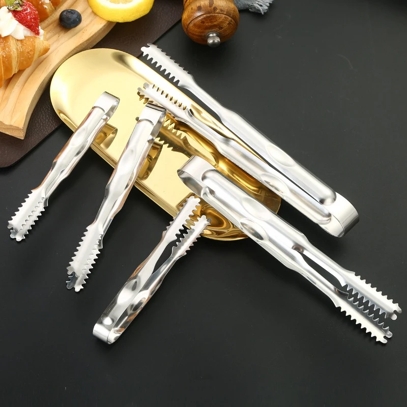 Stainless Steel Kitchen Tool Stainless Steel Tongs For Barbecue Party Bar BBQ Clip Bread Food Ice Clamp Ice Tong