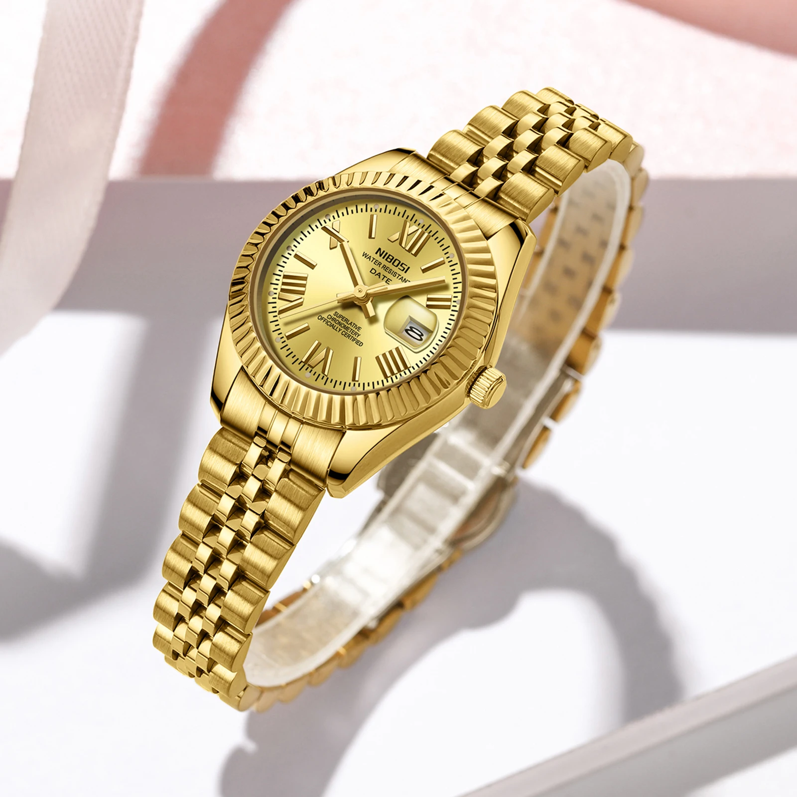 NIBOSI Classical Women Dress Watches Top Brand Luxury Ladies Quartz Watch Waterproof Date Stainless Steel Female Role Watches