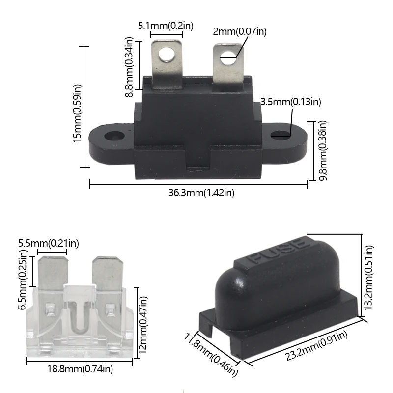 【5Set】Waterproof Auto Standard Middle Fuse Holder + Car Boat Truck  Blade Fuse 3A 5A 10A 15A 20A 25A 30A 35A 40A