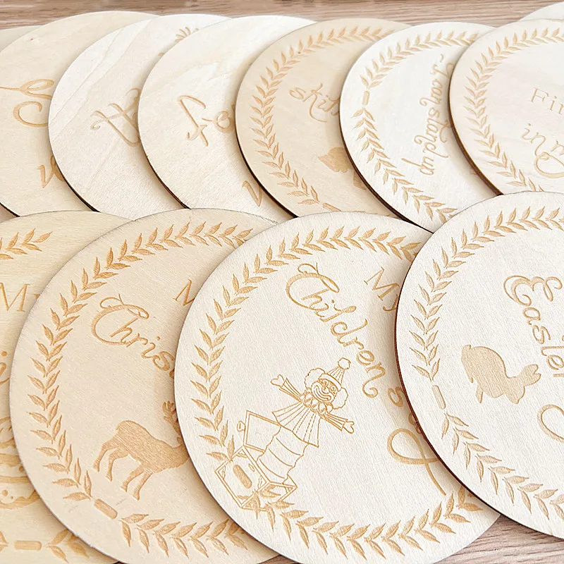 Milestone Wooden Photo Props Wood Cards 13 Round Wood Discs