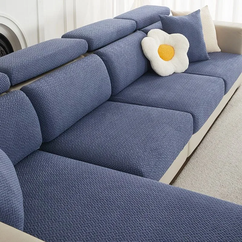 Jacquard bankhoes effen elastische bankkussenhoes woonkamer wasbaar spandex bankzit hoes chaise lounge huis huisdieren