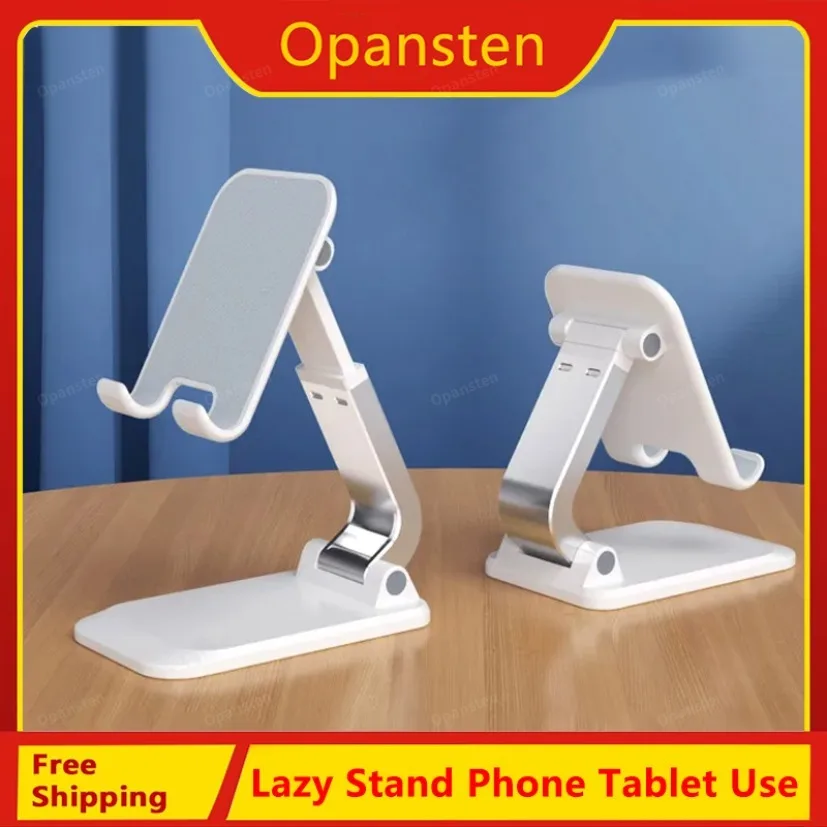 Soporte ajustable con ángulo de montaje en pestaña, soporte plegable de Metal para teléfono, soporte de escritorio perezoso para todos los teléfonos inteligentes, iPhone, Samsung, iPad, Galaxy